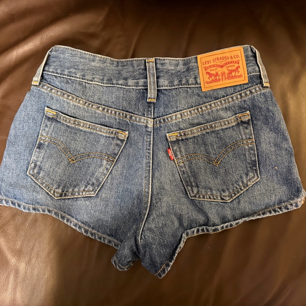 Levi's Blue Denim Low-Rise Cutoff Shorts